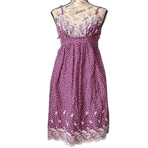Johnny Martin Purple Floral Mini Dress in Size Small 100% Cotton